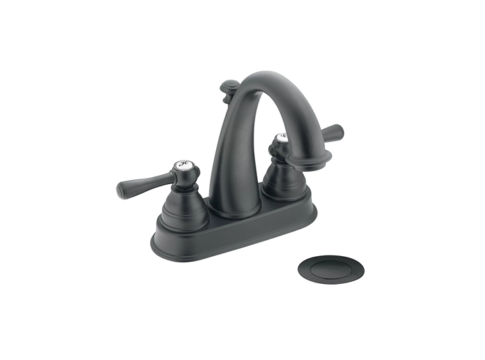 Moen Kingsley 6121 2 Handle High Arc Lav With Drain Assembly, Wrought Iron