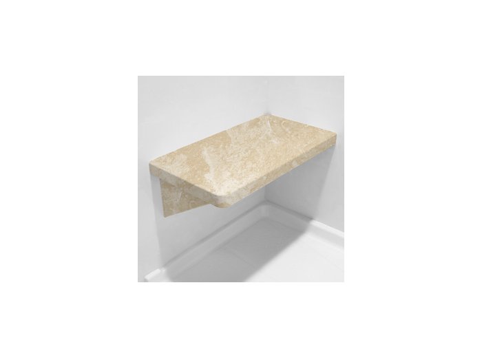 White Travertine LH Bench Shower Seat, Bracket & Supertach