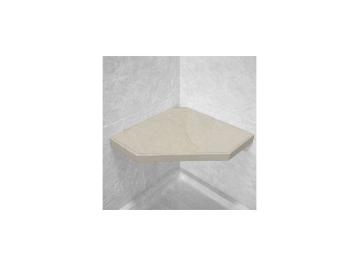 Silver White Marble Corner Hexagon Shower Seat, Bracket & Supertach