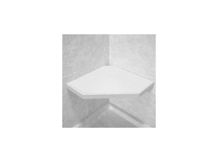 White Corner Hexagon Shower Seat, Bracket & Supertach