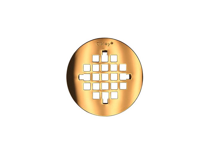4 inch Flat Drain Cover in Polished Brass