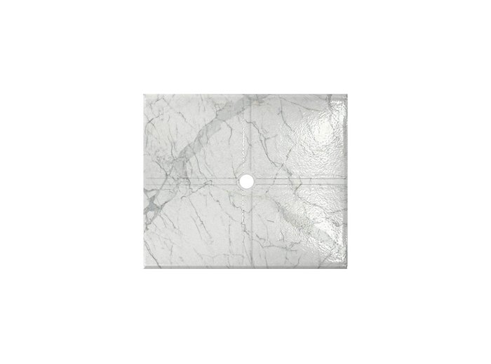 Flat Shower Floor 47x59 w/ Drain Channels, Calcutta Marble