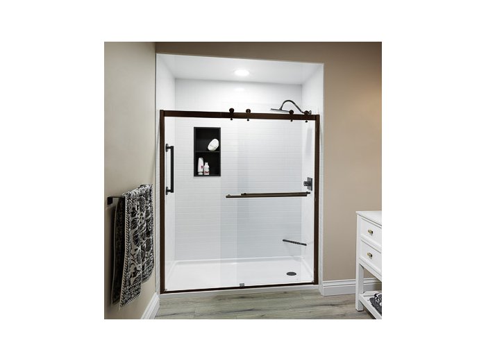 Liquid Accents 48X74 Denali Double Slider Shower Door, Oil Rubbed Bronze, 5/16 inch Clear Glass