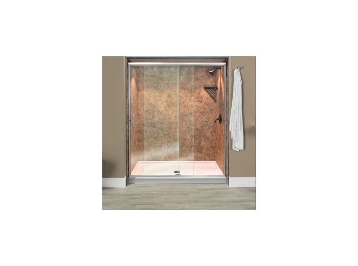 Liquid Accents Everest Shower Door 48 x 70 Chrome with 1/4 Clear Glass, (2) Vertical Handles