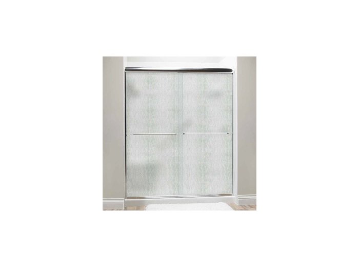 Liquid Accents Shower Door 54 x 70 Chrome with 1/4 Rain Glass, Two Towel Bars and Two Knobs