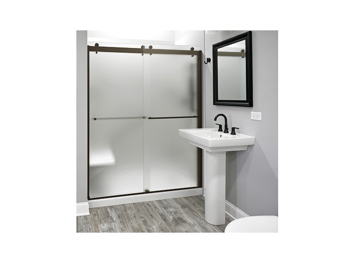 Liquid Accents 60X74 Denali Double Slider Shower Door, Oil Rubbed Bronze, 5/16 inch Frost Glass