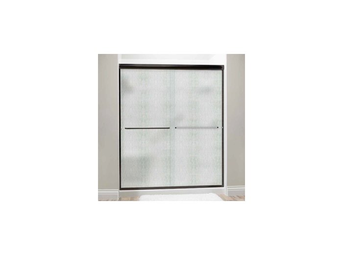 Liquid Accents Shower Door 48 x 70 Oil Rubbed Bronze with 1/4 Rain Glass, Two Towel Bars