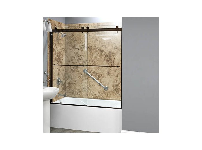 Liquid Accents 60X62 Denali Shower Door Double Slider, Oil Rubbed Bronze, 5/16 inch Clear Glass