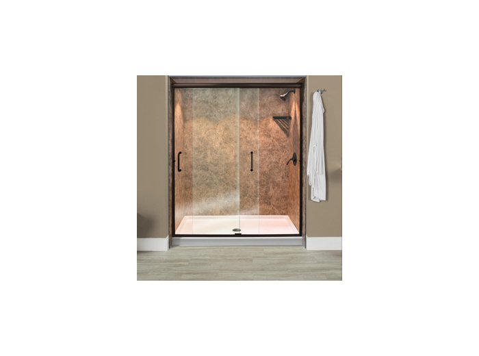 Liquid Accents Everest Shower Door 48X70 Oil Rubbed Bronze W/ 1/4 Clear Glass, (2) Vertical Handles
