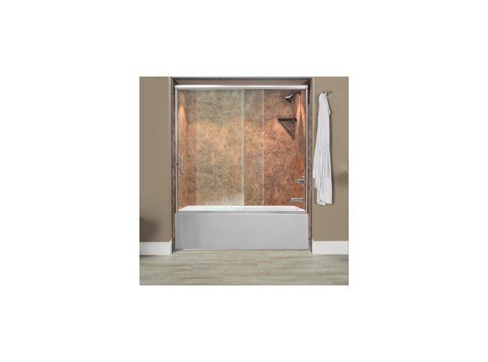 Liquid Accents Everest Shower Door 60 x 62 Chrome with 1/4 Inch Clear Glass, (2) Vertical Handles