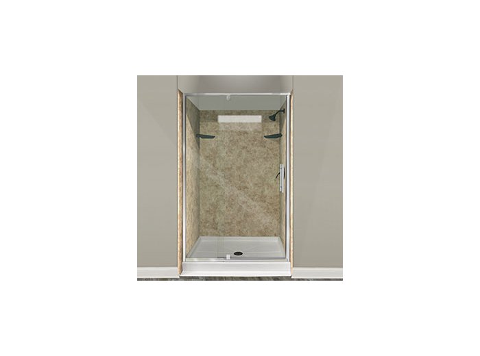 Liquid Accents Aries Adjustable Door - 29 inch To 31 inch x 72 inch Chrome, 1/4 inch Clear, Ladder Pull Handle