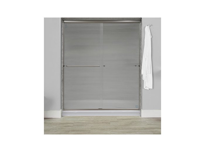 Liquid Accents 60X76 Door, Brushed Nickel, 1/4 inch Corrugated Privacy Glass, 2 Towel Bars & Knobs
