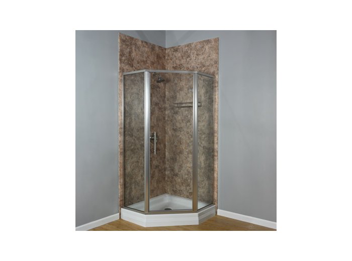Liquid Accents 38X38 K2 Neo Angle Door, Brushed Nickel, 1/4 inch Clear, Vert. Back-To-Back Handles