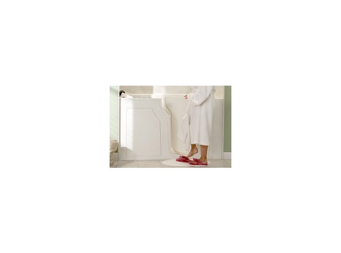 Alexis Gel Coat 29.875X53 Left-Hand, Double Drain, Chrome Bathtub Faucet Soaker Tub - White