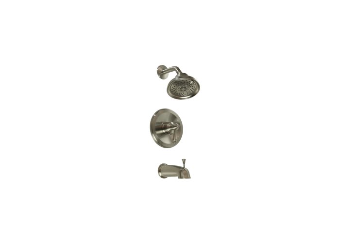 Liquid Accents Kensington Tub and Shower Trim and Valve, 4-Function Shower Head, Brushed Nickel