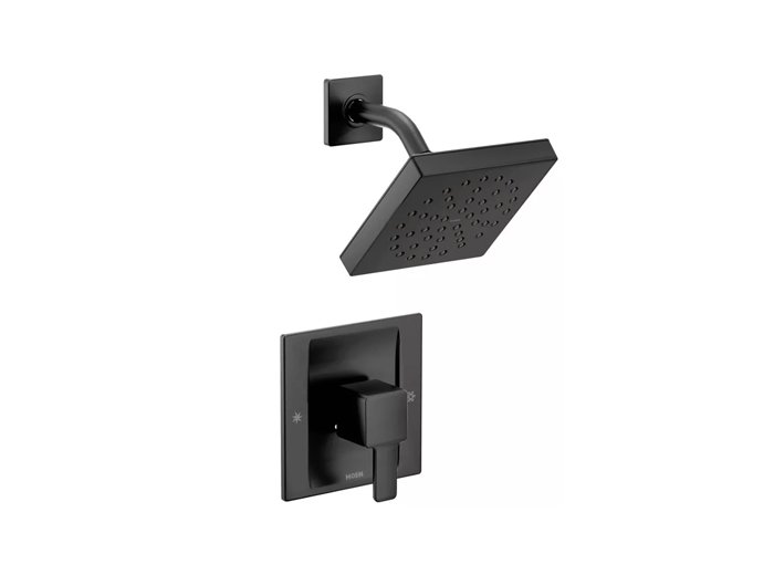 90 Degree One Handle Single Function Shower Faucet in Matte Black (Trim Only) 1.75 GPM