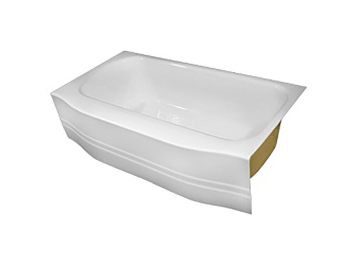 Spray Foam Bathtub Curved Skirt 58.5 x 32 x 13, White, Right Hand
