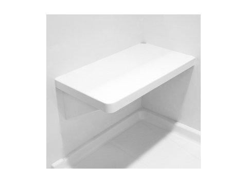 White LH Bench Shower Seat, Bracket & Supertach