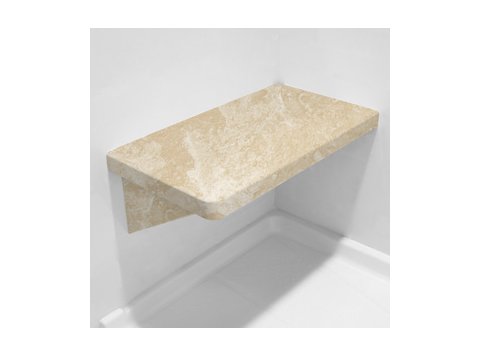 White Travertine LH Bench Shower Seat, Bracket & Supertach