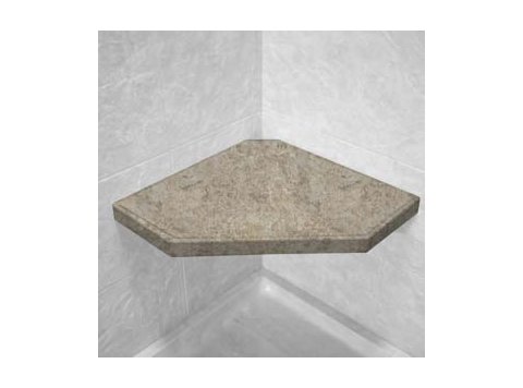 Bianco Travertine Corner Hexagon Shower Seat, Bracket & Supertach