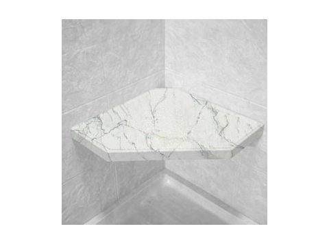 Santorini White Corner Hexagon Shower Seat, Bracket & Supertach