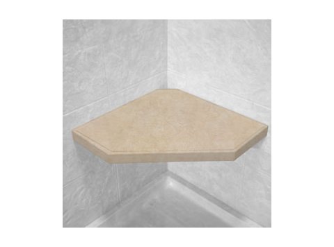 Travertine Corner Hexagon Shower Seat, Bracket & Supertach