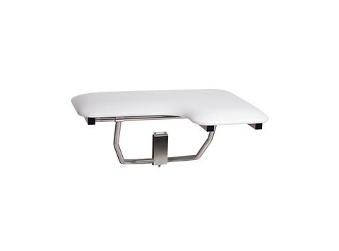 Seachrome L-Shape Seat 28X22.5 Left-Hand Cushioned Shower Seat - Naugahyde White