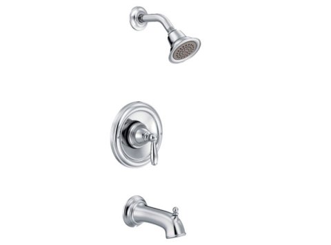 Moen Brantford T2153 Single Handle Tub & Shower Trim, Chrome, Single Function Showerhead W/ Valve