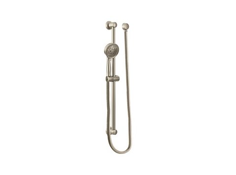 Moen 3667Ep Eco Perform 4-Function 4-3/8 inch Diam. Spray Handshower, Slide Bar & Elbow, Brushed Nickel