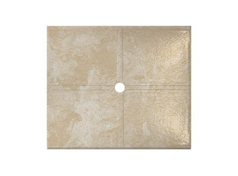Flat Shower Floor 47x59 w/ Drain Channels, White Travertine