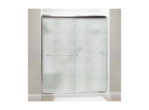 Liquid Accents Shower Door 60 x 76 Chrome with 1/4 Rain Glass, Two Towel Bars and Two Knobs