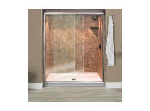 Liquid Accents Everest Shower Door 48 x 70 Chrome with 1/4 Clear Glass, (2) Vertical Handles