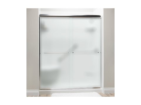 Liquid Accents Shower Door 48 x 70 Chrome with 1/4 Frosted Glass, Two Towel Bars