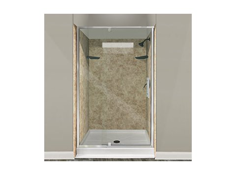 Liquid Accents Aries Adjustable Door - 33 inch To 35 inch x 72 inch Chrome, 1/4 inch Clear, Ladder Pull Handle
