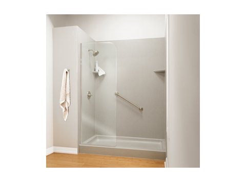 32 x 74 Clear 3/8 Glass Partition w/ Brushed Nickel Trim