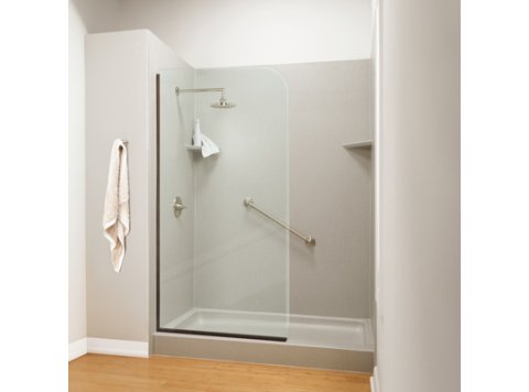 36 x 74 Clear 3/8 Glass Partition w/ Oil Rubbed Bronze Trim