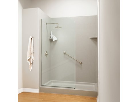 36 x 74 Clear 3/8 Glass Partition w/ Brushed Nickel Trim