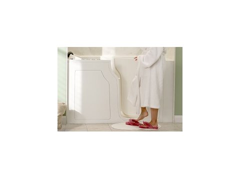 Alexis Gel Coat 29.875X53 Right-Hand, Chrome Shower Faucet Dual Tub - Biscuit