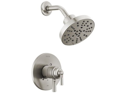Saylor Two Handle Multi Function Shower Faucet in Brilliance Stainless (Trim Only)