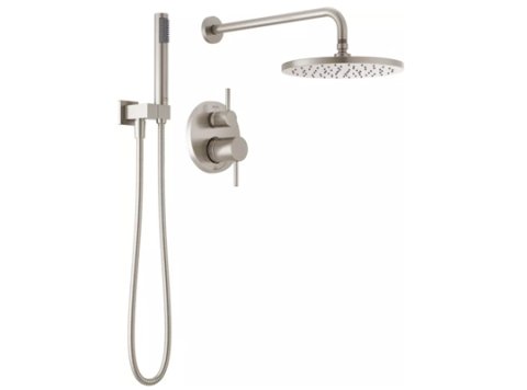 Modern Two Handle Single Function Shower System in SpotShield Brushed Nickel