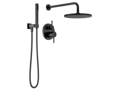 Modern Two Handle Single Function Shower System in Matte Black