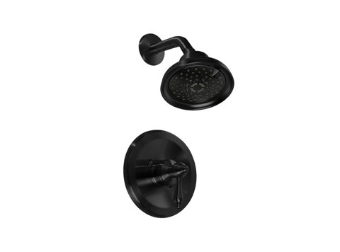 Liquid Accents Kensington Shower Trim and Valve, 4-Function Shower Head, Matte Black