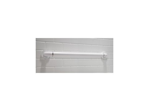 Grab Bar 16 In White w/ Chrome Rings
