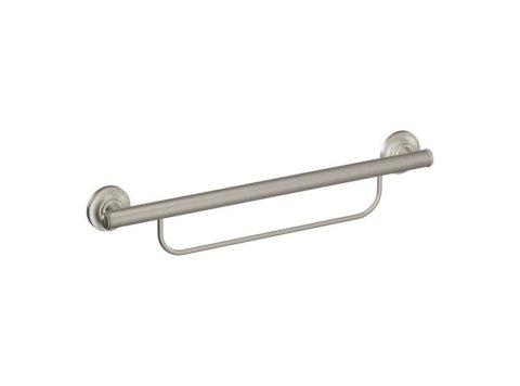 GRAB BAR 24 inch WITH TOWEL BAR, BRUSHED NICKEL Supports 250 lbs.
