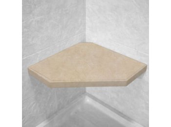 Travertine Corner Hexagon Shower Seat, Bracket & Supertach