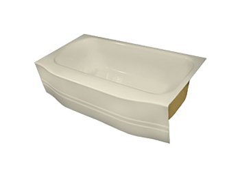Spray Foam Bathtub Curved Skirt 58.8 x 31.5 x 13, Biscuit, Left Hand