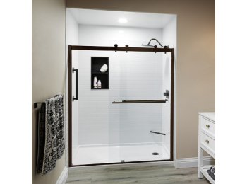 Liquid Accents 48X74 Denali Double Slider Shower Door, Oil Rubbed Bronze, 5/16 inch Clear Glass