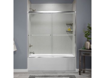 Liquid Accents Shower Door 60 x 62 Chrome with 1/4 Clear Glass, Two Towel Bars