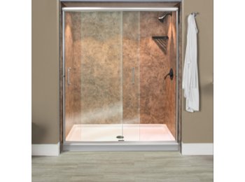 Liquid Accents Everest Shower Door 48 x 70 Chrome with 1/4 Clear Glass, (2) Vertical Handles
