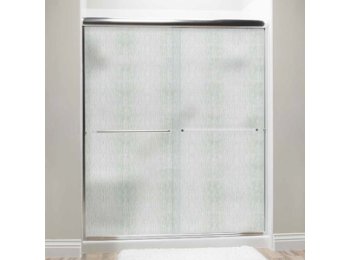 Liquid Accents Shower Door 54 x 70 Chrome with 1/4 Rain Glass, Two Towel Bars and Two Knobs